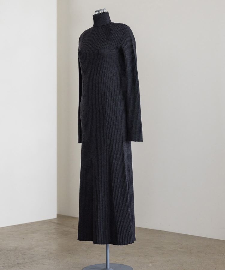 FLARE CUFF TURTLE RIB KNIT DRESS