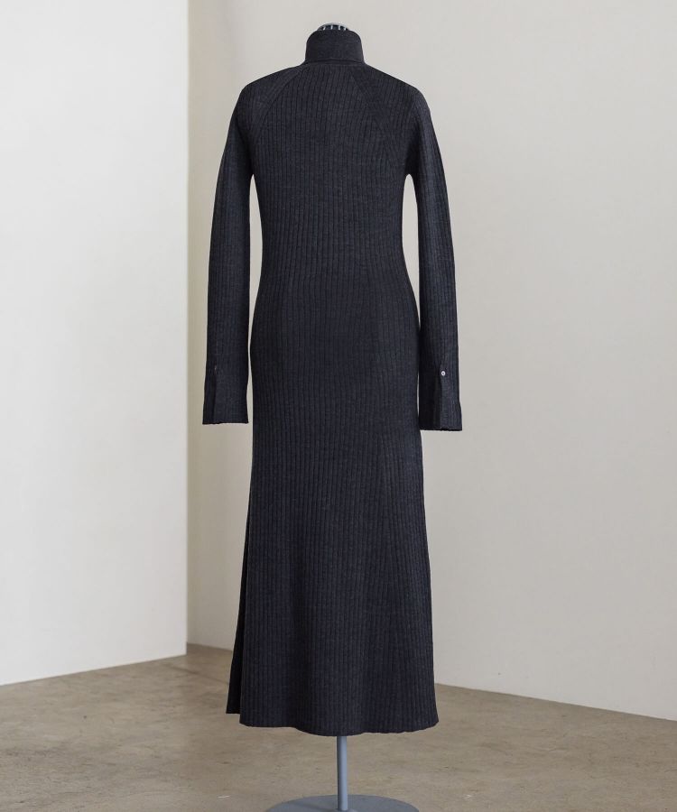 FLARE CUFF TURTLE RIB KNIT DRESS