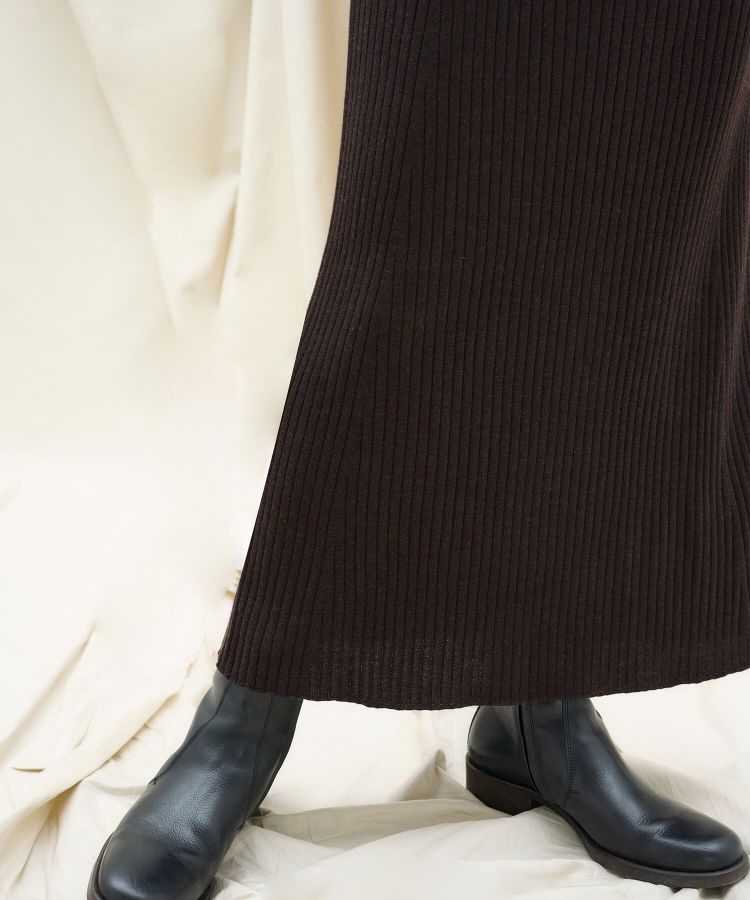 FLARE CUFF TURTLE RIB KNIT DRESS